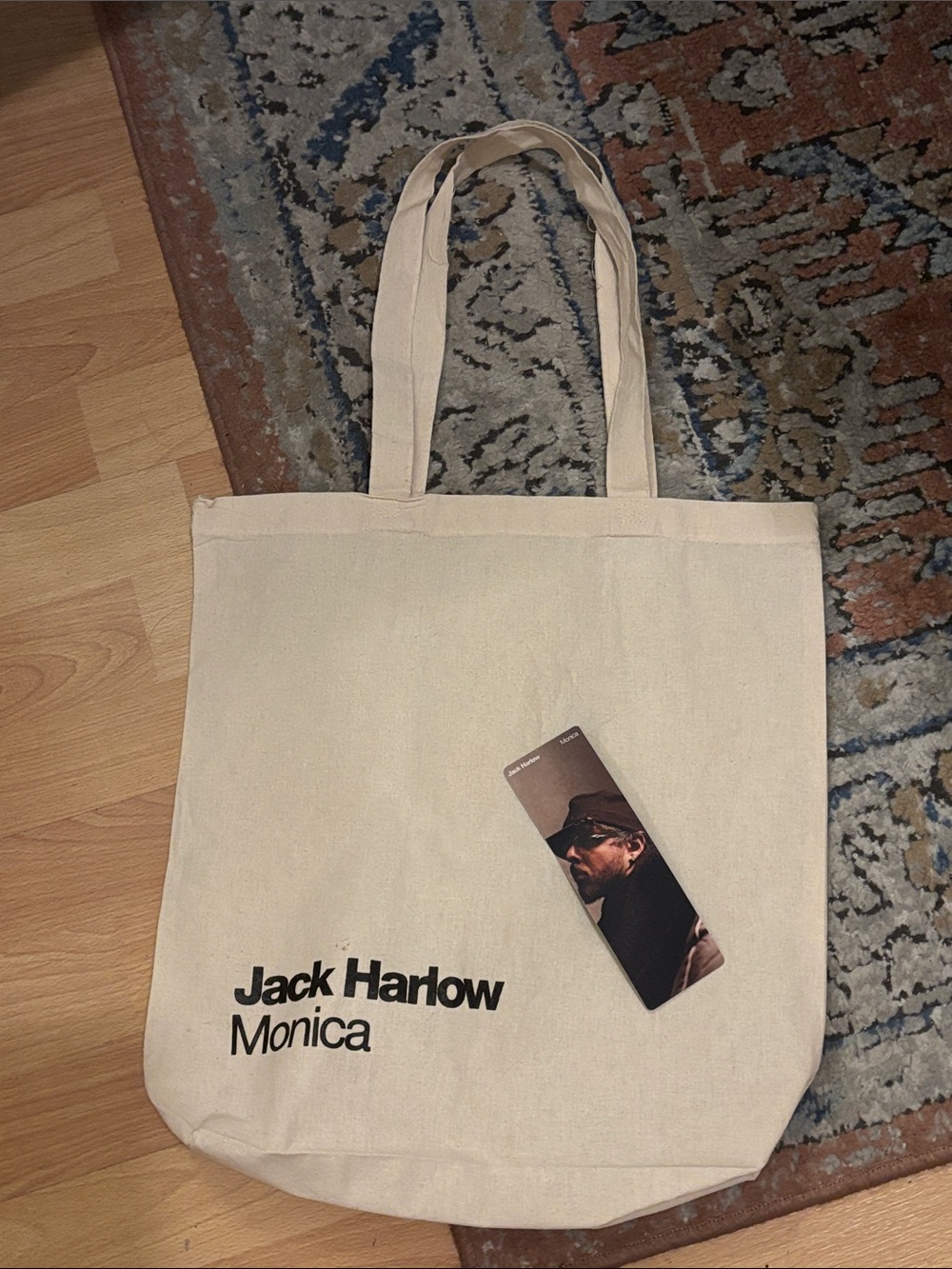 Harlow Natural Canvas Tote with Black Logo